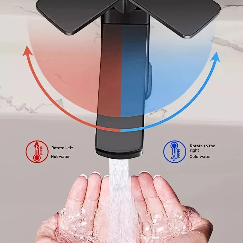 Black Stainless Steel Square Hot and Cold Dual-use Basin Faucet Home Kitchen Bathroom Cabinet Faucet