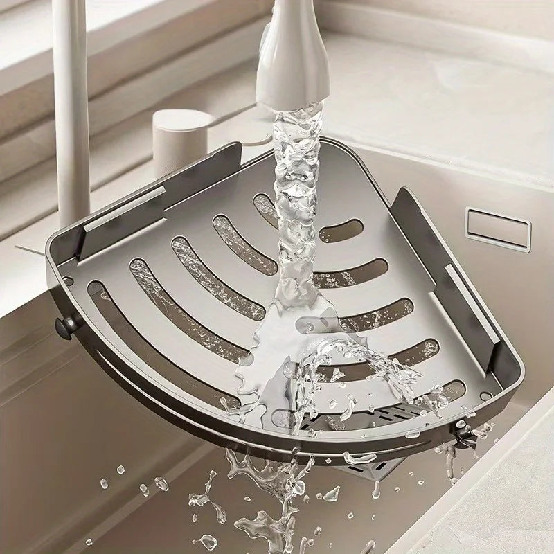 No-Drill Wall-Mounted Corner Shelf - ABS Storage Rack for Bathroom Sink and Toilet