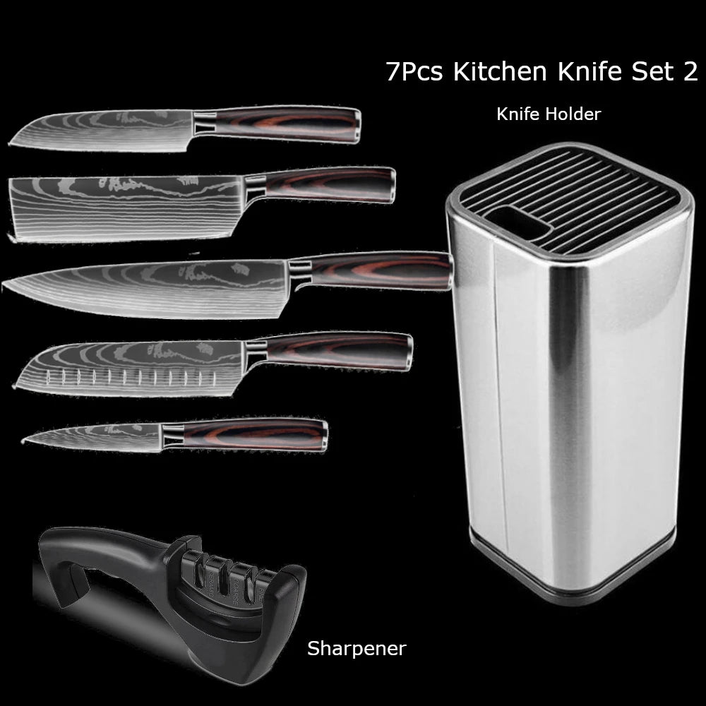 1-10Pcs Chef Knife For kitchen Set Japanese Sharp Cleaver Slicing Utility Knife Cooking Tools