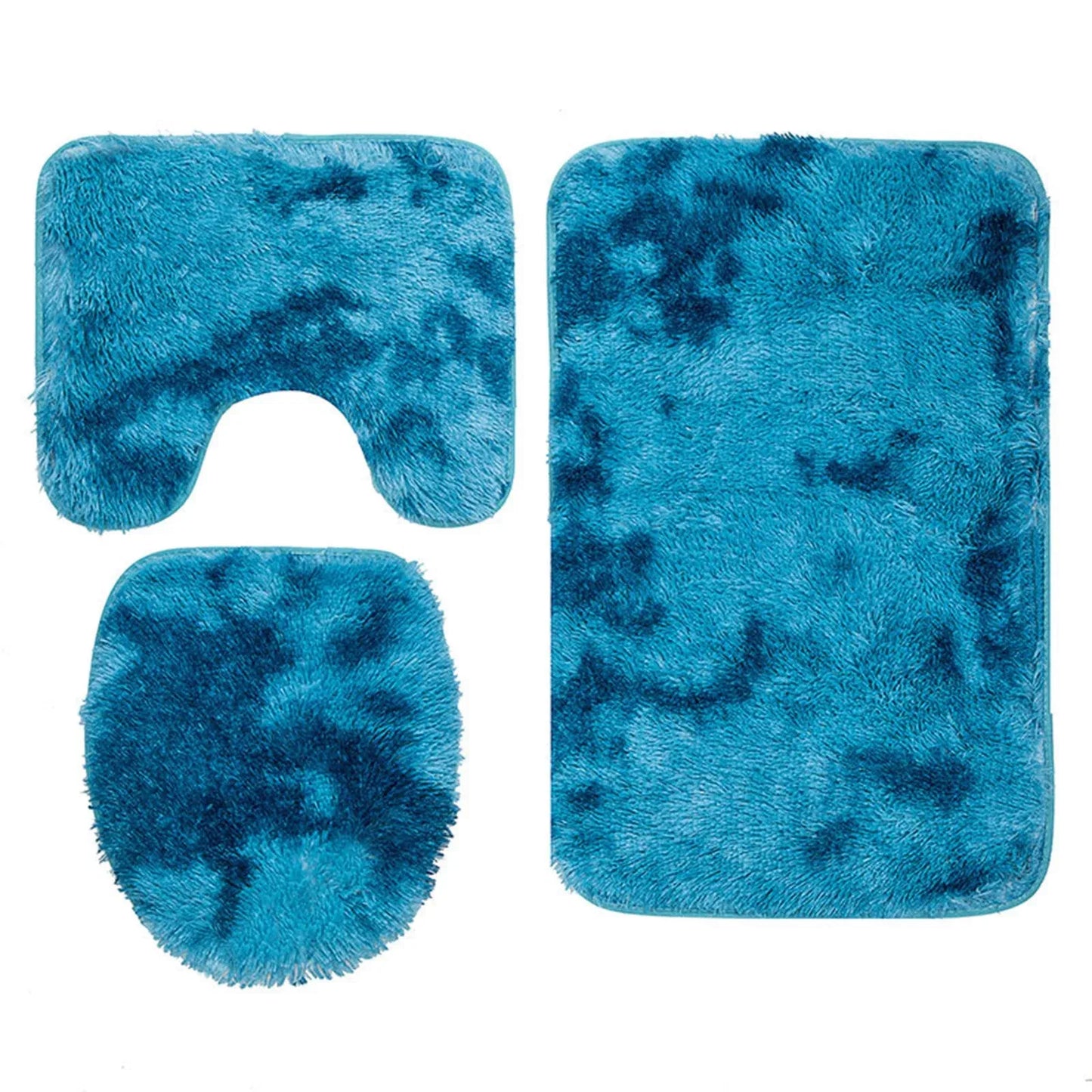 Solid Color 3 Piece Bathroom Rug Set Bath Rug, Contour Mat, & Lid Cover Non-Slip with Rubber Backing s