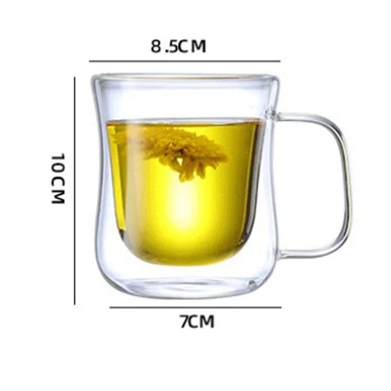 Double Wall Glass Cup Heat-resistant High Borosilicate Glass r Drinkware Coffeeware