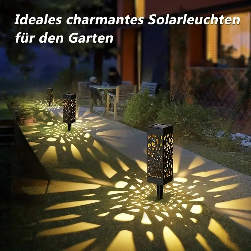 6PCS Solar Powered LED Garden Stake Lights Decorative Hollow-Out Lawn Lamps, Waterproof Outdoor Landscape Lighting 400mah