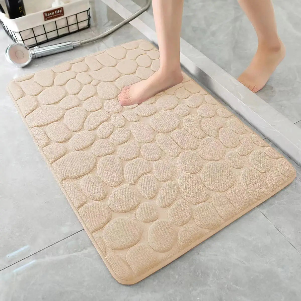 3D Non Slip Bathroom Mat Bath Mats Absorbent Doormat Carpet Cobblestone Embossed Door Floor Mat
