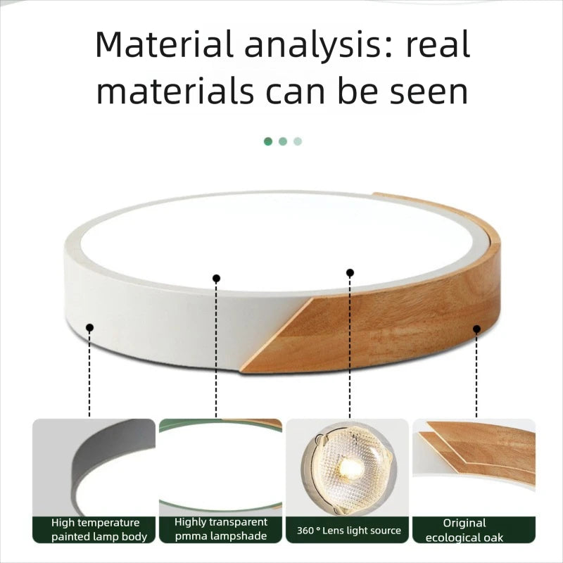 Nordic LED Ceiling Light Wooden Macaroon Circular Ceiling Lamp Modern Simple  Bedroom Balcony Study Home Decor Lighting