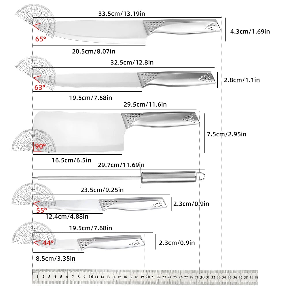 8pcs Kitchen Knives Set 3CR13 Stainless Steel Chef's Knife