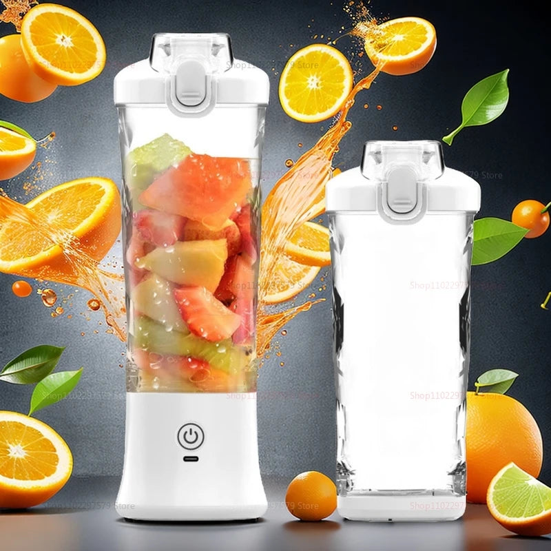 600ml Portable Electric Fruit Juicer Mixer machine USB Rechargeable Mini Fruit Juice Blender with 6 Blades Compact