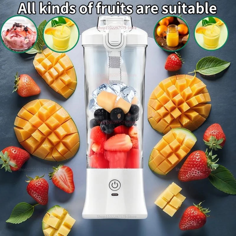 600ml Portable Electric Fruit Juicer Mixer machine USB Rechargeable Mini Fruit Juice Blender with 6 Blades Compact