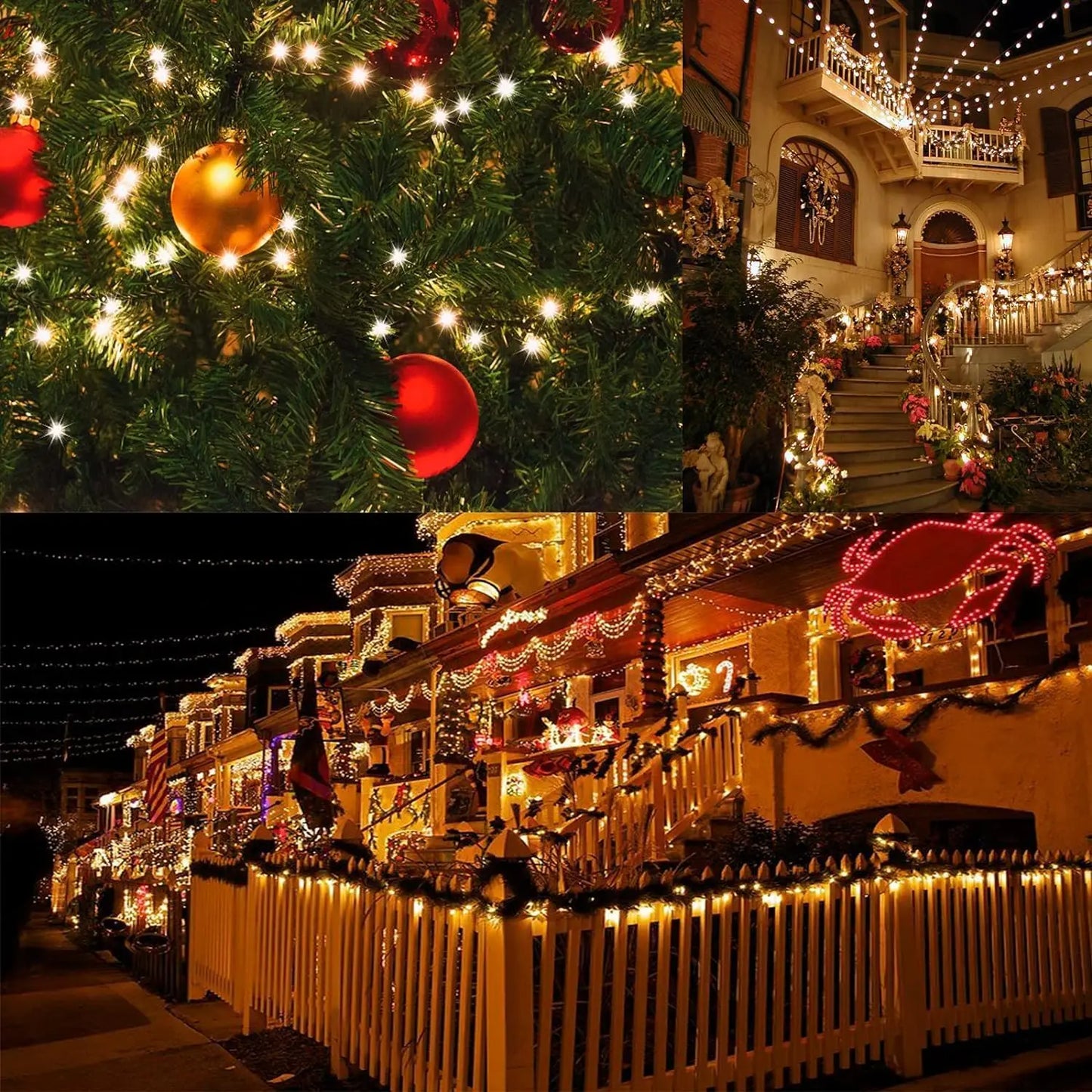 300LED Solar Christmas Lights Outdoor Waterproof 8 Modes Solar String Lights for Garden Xmas Decorations Starry Fairy Lights