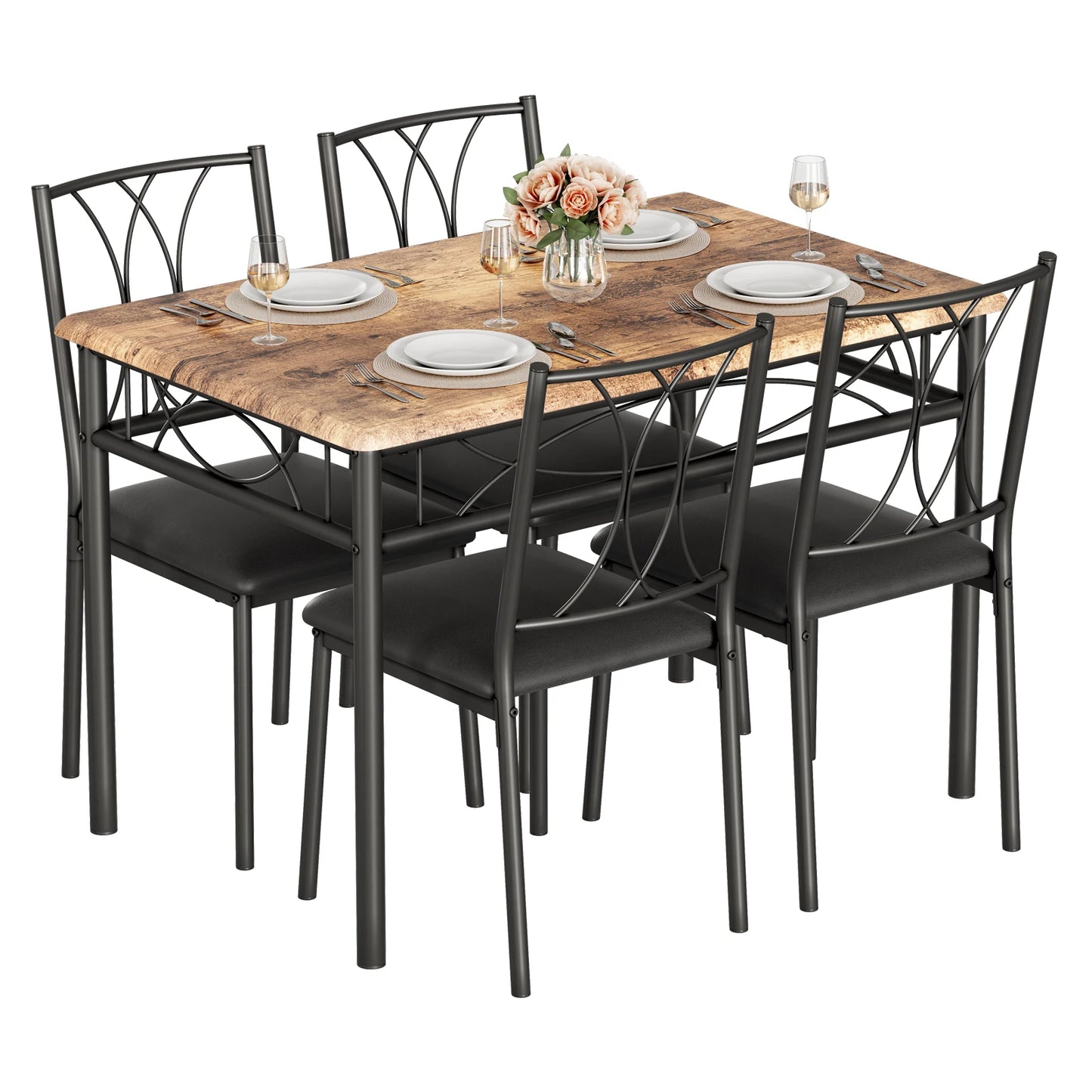 Dining Table Set for 4,5-Piece Dining Table Set,Modern Kitchen Table and Chairs Set,Kitchen Table Set Rectangular Dining Table