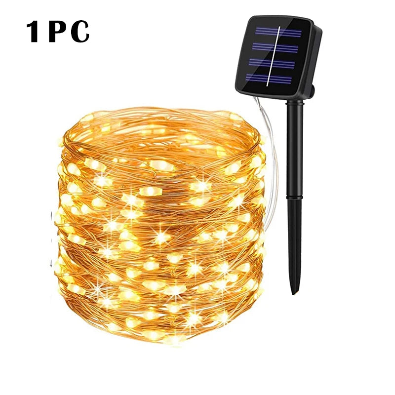 7m/12m/22m/32m LED Solar Light Outdoor Garden Fairy String Light Led Twinkle Waterproof Lamp for Christmas Patio Tree Party