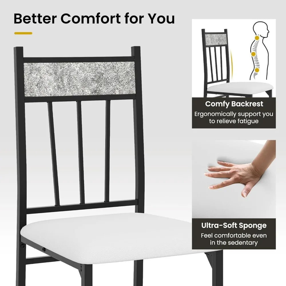 Dining Table Set FR 4, Kitchen Table and Chairs Set with Metal Frame & Padded Seat, Dining Table and Chairs Set of 4 for Dining