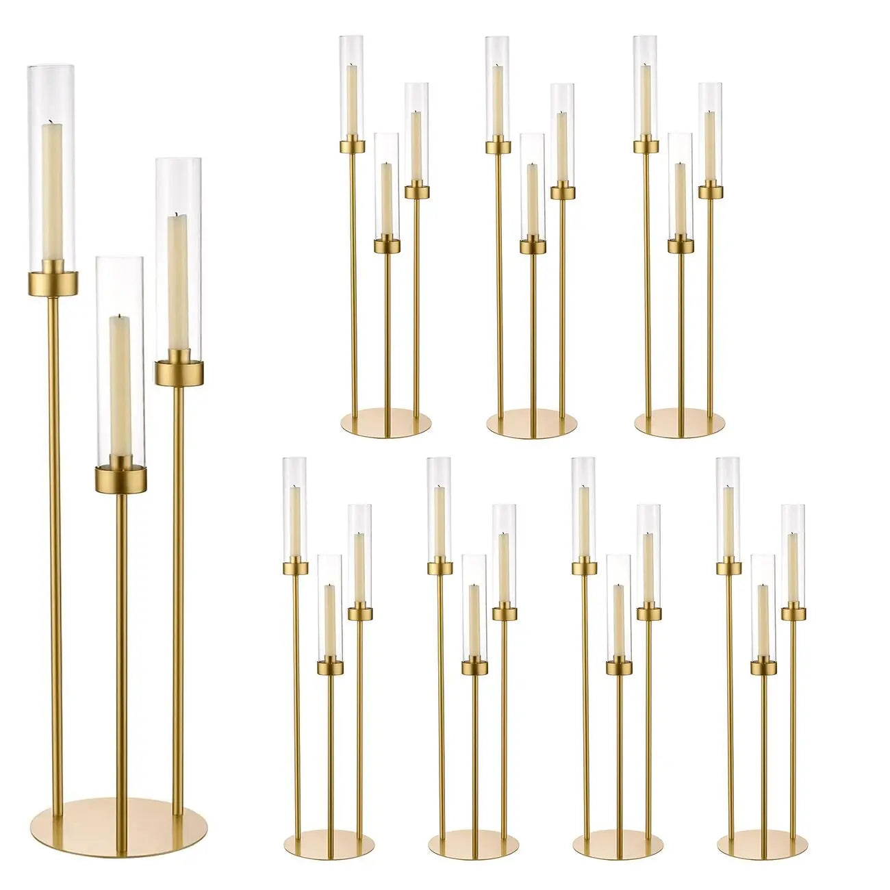 2/4/6/8/10pcs Gold Candelabra 3 Arm Candle Holders Centerpiece for Table Centerpiece Party Decorative Candlestick Holder