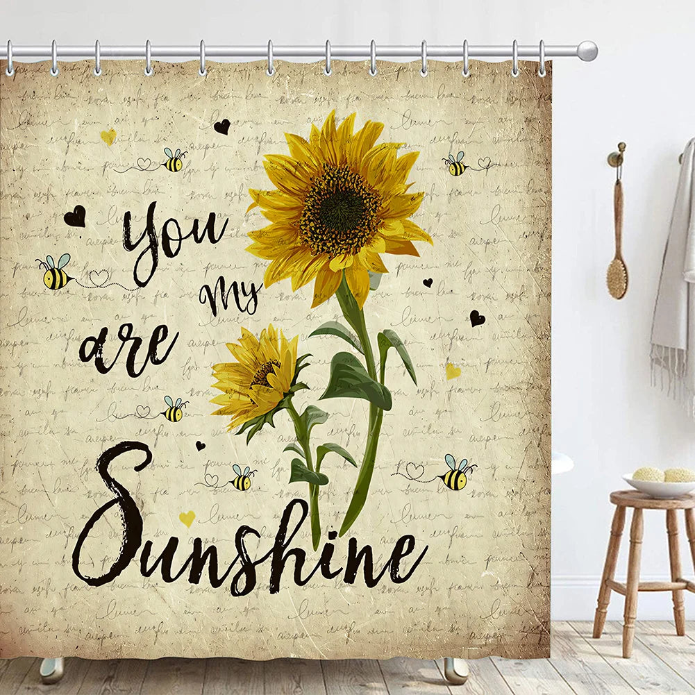 4pcs Set Doormat Shower Curtain with Non-Slip Rugs Toilet Seat Cover Bath Carpet Durable Waterproof Bathroom