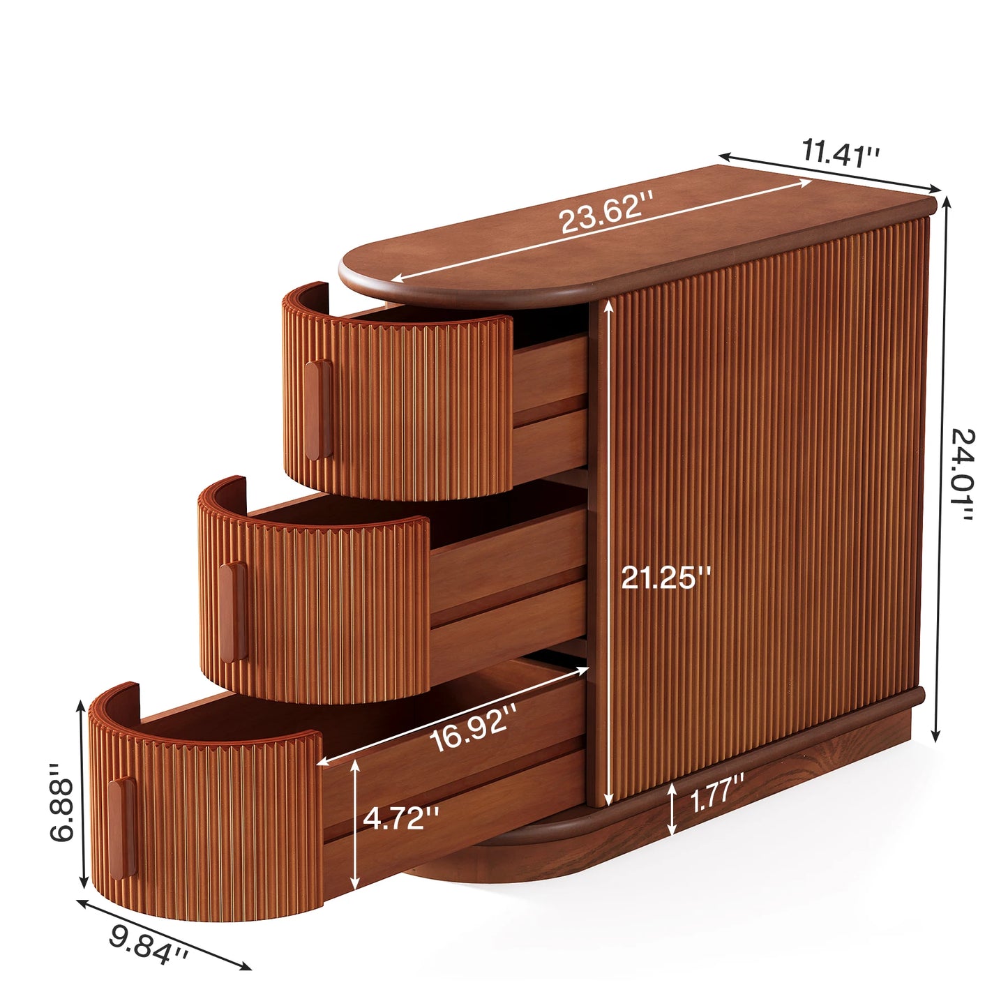 Tribesigns Solid Wood End Table, 3-Drawer Modern Sofa Side Table, No Assembly Required, Narrow Chair Side Table Slim Nightstand