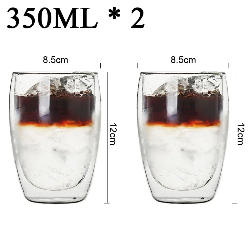 2-18PCS Double Wall High Borosilicate Glass Mug Heat Resistant Tea Milk Juice Coffee