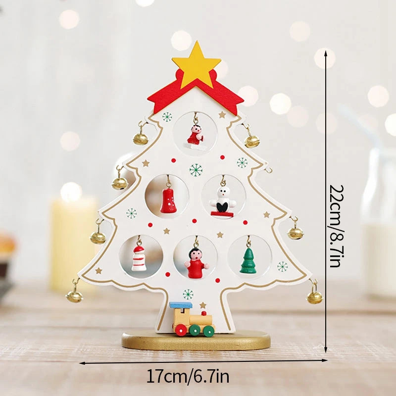 Wood Christmas Tree Decor 2026 Merry Christmas Party Decoration Office Desk Xmas Tree Ornament Xmas New Year Party Gifts Navidad