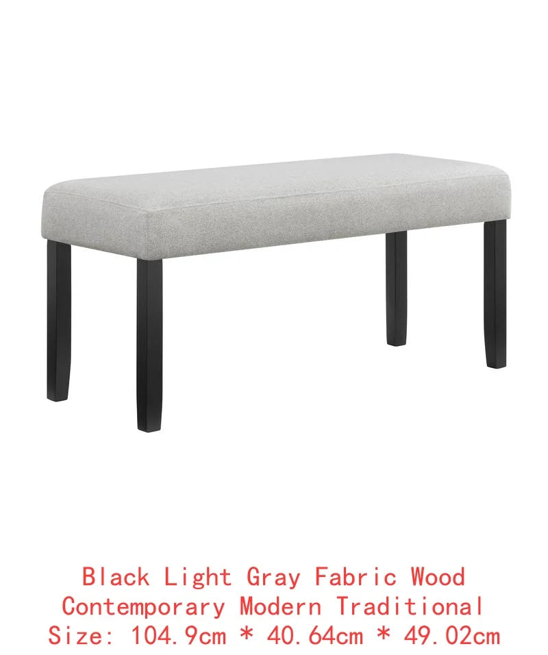 6-Pc Dining Set, White Rectangular Marble Tabletop, Dark Finish Base, Upholstered Chairs & Bench, Soft Wood Furniture for