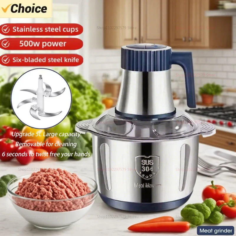 Electric Meat Grinder 304 Stainless Food Crusher Multifunction
