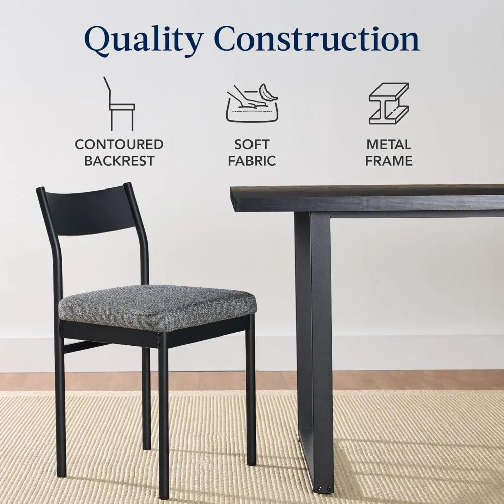 7-Piece Modern Dining Room Set, Kitchen Table Set, Dining Table w/ 6 Chairs, Upholstered Cushions, Solid Metal Frame