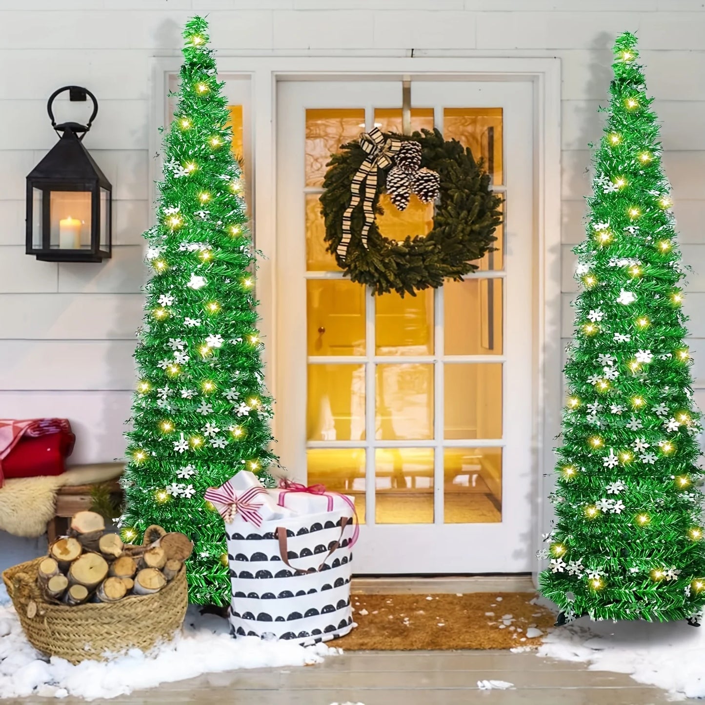 5ft Pop-up Christmas Light Tree, Easy to Assemble Coastal Shining Colorful Christmas Pencil Tree,