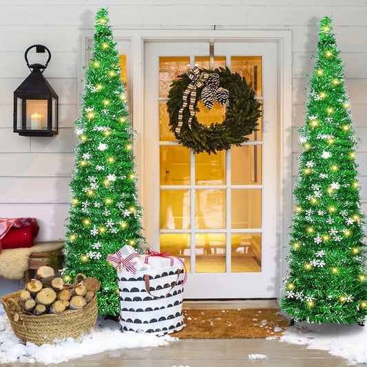 5ft Pop-up Christmas Light Tree, Easy to Assemble Coastal Shining Colorful Christmas Pencil Tree,