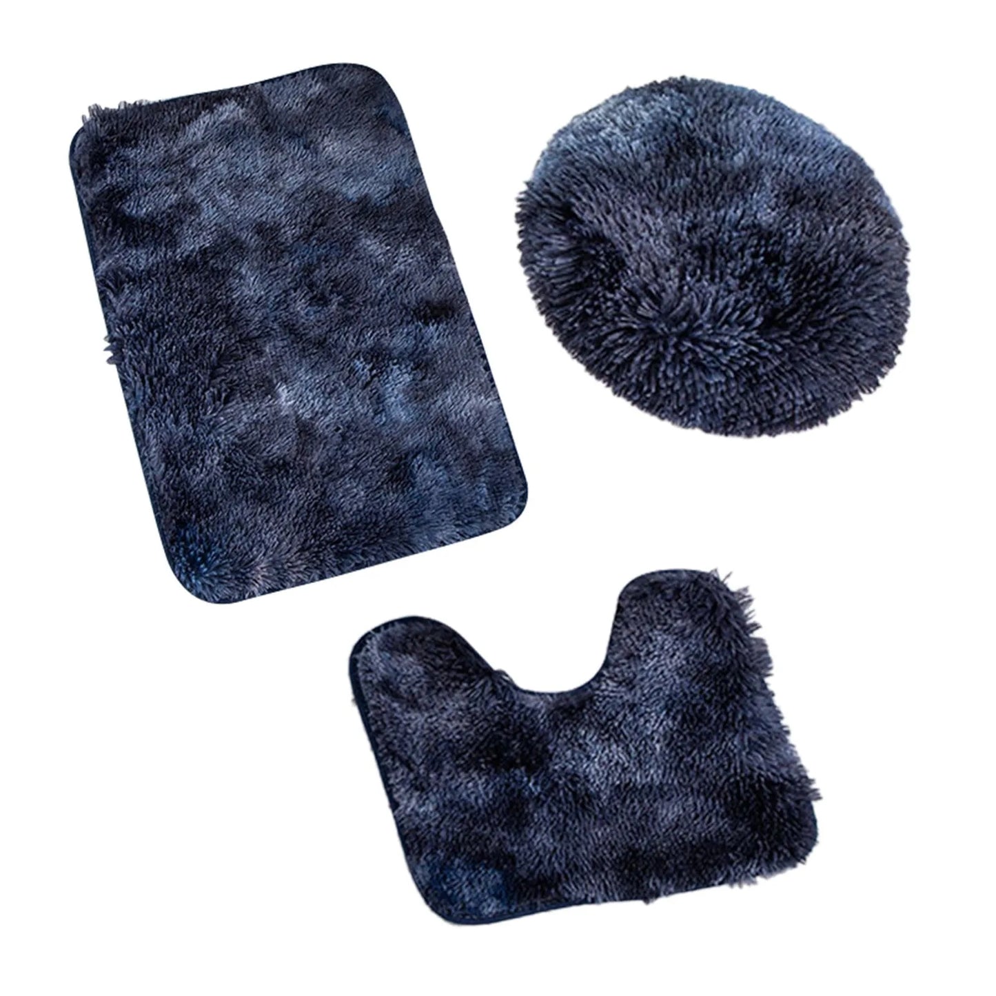 Solid Color 3 Piece Bathroom Rug Set Bath Rug, Contour Mat, & Lid Cover Non-Slip with Rubber Backing s