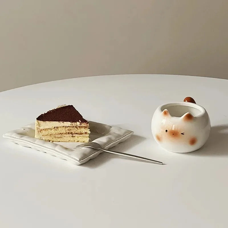 Cute Ceramic Cup Creative Siamese Cat Shaped Mug Coffee Household Drinking Utensil Funny Birthday Gift