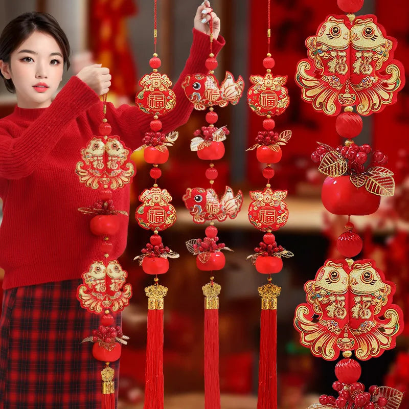 Chinese New Year 2025 Decorations Chinese Spring Festival Hanging Pendant Door Wall Ornament Traditional Chinese Room Decoration