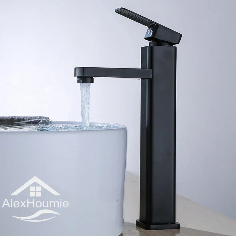 Bathroom Water Tap Washroom Faucet Deck Mounted Single Hole Single Handel Hot and Cold Water Mixer