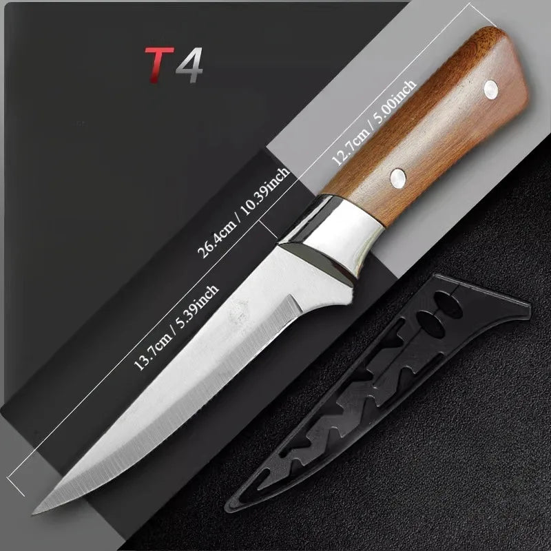1-3pcs Butcher's Precision Knife Set with sheath Premium Imitation wood Handles -