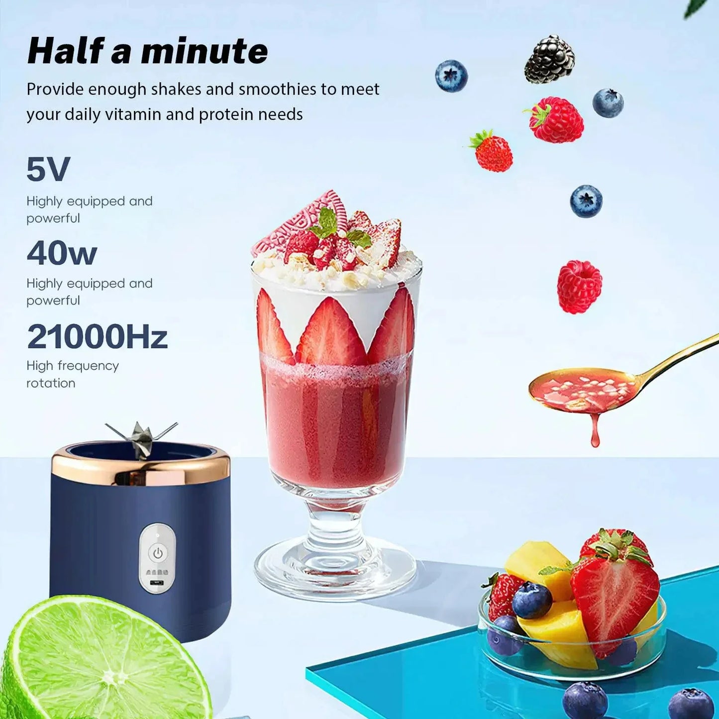 Portable Fruit Juice Blenders Electric Mini Bottle Home USB 6 Blades Juicer C
