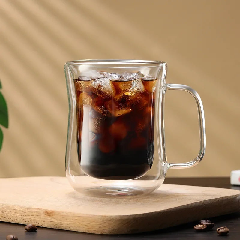 Double Wall Glass Cup Heat-resistant High Borosilicate Glass r Drinkware Coffeeware
