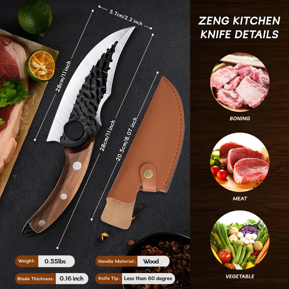 Forged Stainless Steel Kitchen Knives Non-slip Handle Fish Meat Cleaver Sharp Knives
