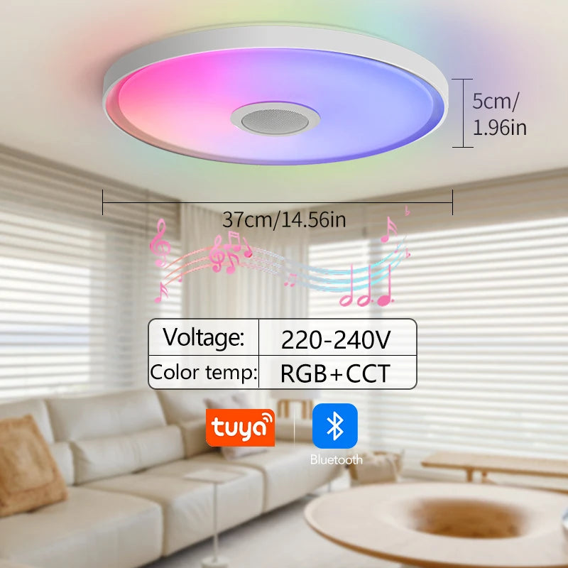 LED Smart Ceiling Lamps RGB APP Remote Control Dimming Modern Home Lighting Music Light with Speaker For Living Room Bedroom