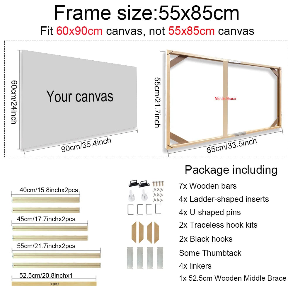 40x60 50x70 40x50cm Canvas Frame Wooden Frames Wooden Photo Oil Painting Canvas Diamond Painting Frames Canvas Wood Wall Frame