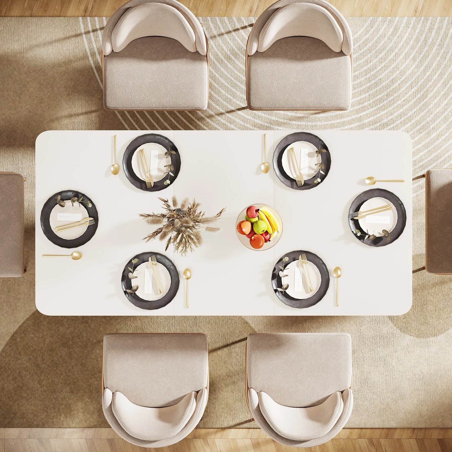 Tribesigns Modern Dining Table for 4-6 People, 55-Inch Rectangular Kitchen Table with U-Shaped Base, Dinner Table for Kitchen