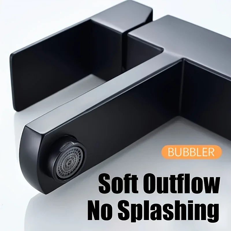 Black Stainless Steel Square Hot and Cold Dual-use Basin Faucet Home Kitchen Bathroom Cabinet Faucet