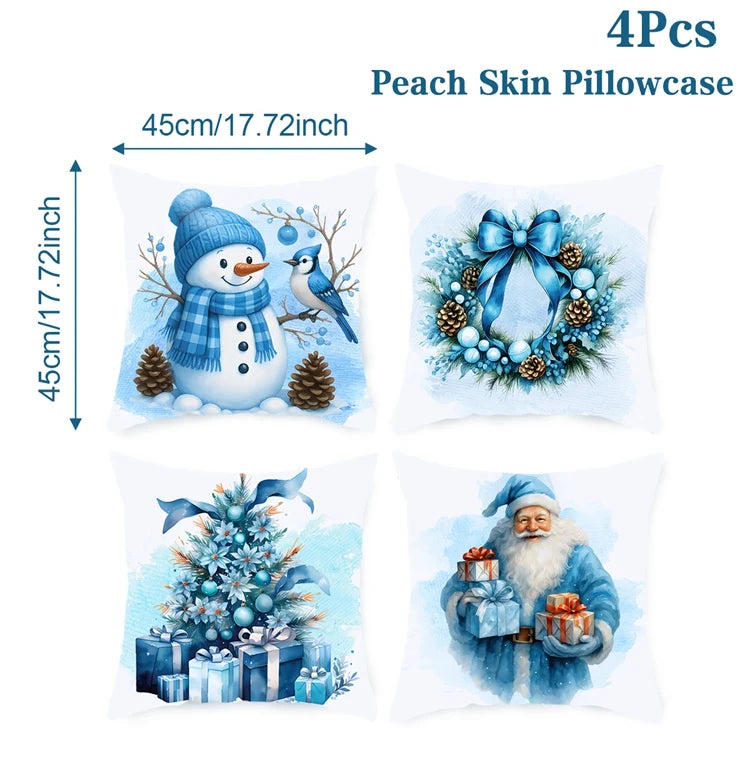 4pcs Merry Christmas Cushion Cover Home Decorations 2025 Christmas Ornament Pillow Case Xmas Navidad Gifts New Year Gifts 2026