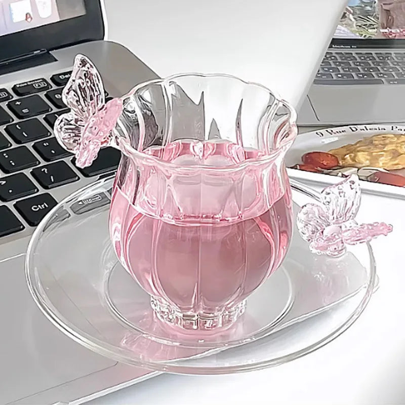 High Borosilicate Glass Butterfly Cup Handmade Narcissus Cup Creative Transparent