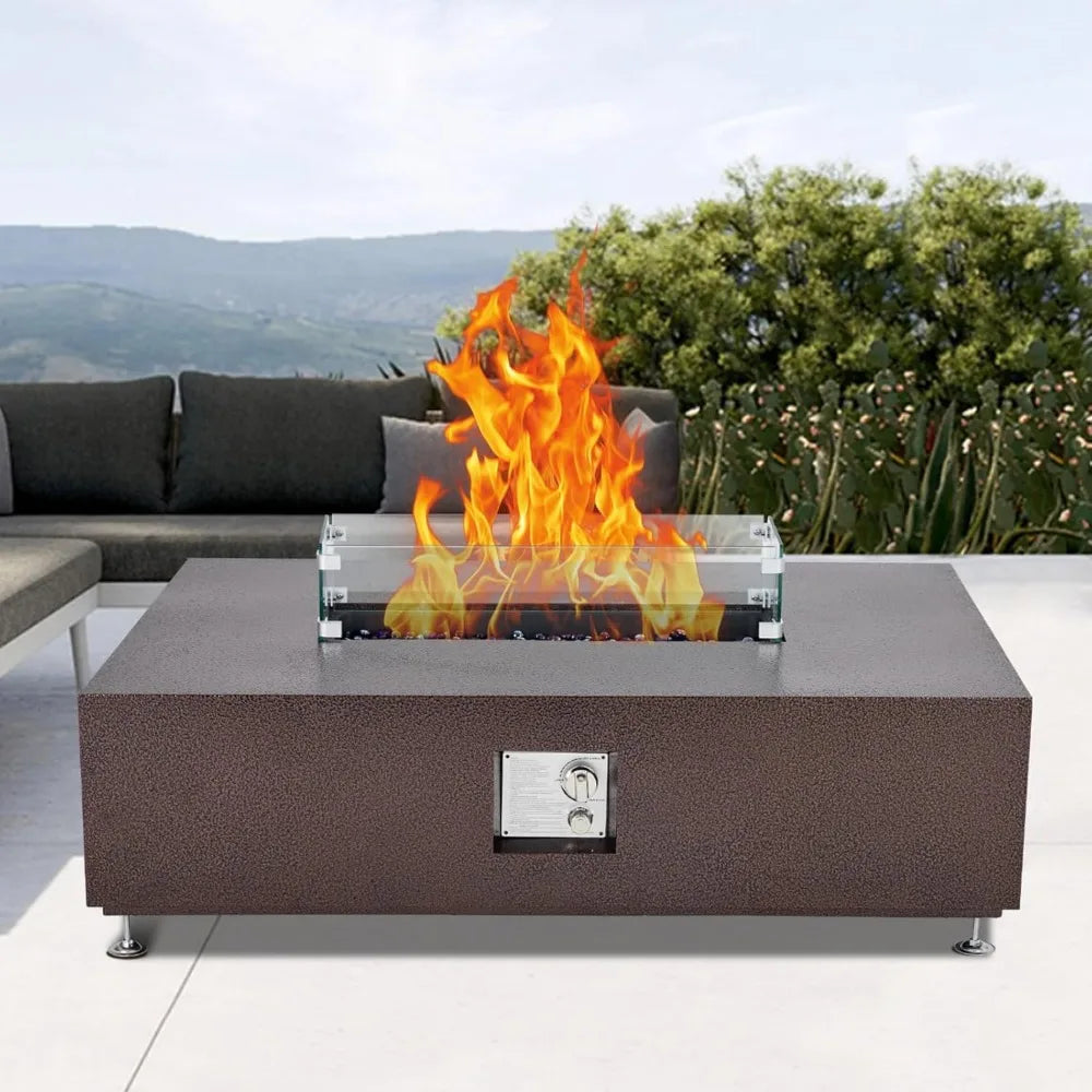 48 - Inch Outdoor Propane Fire Pit Table with Piezo Ignition and Dual - Function Design for Patio, Deck and Garden
