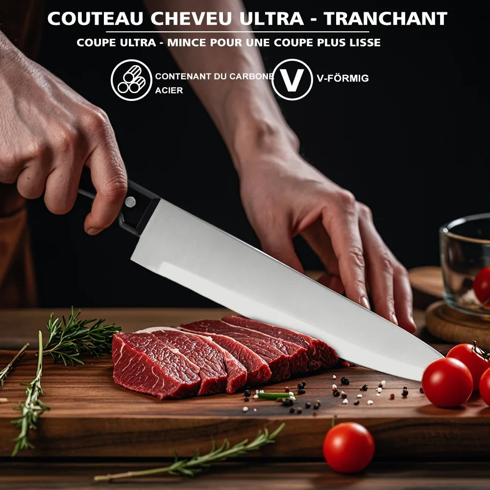 Full 15pcs Chef Knife Set Stainless Steel Kitchen Knives Sets with Scissors,Sharpening Rod