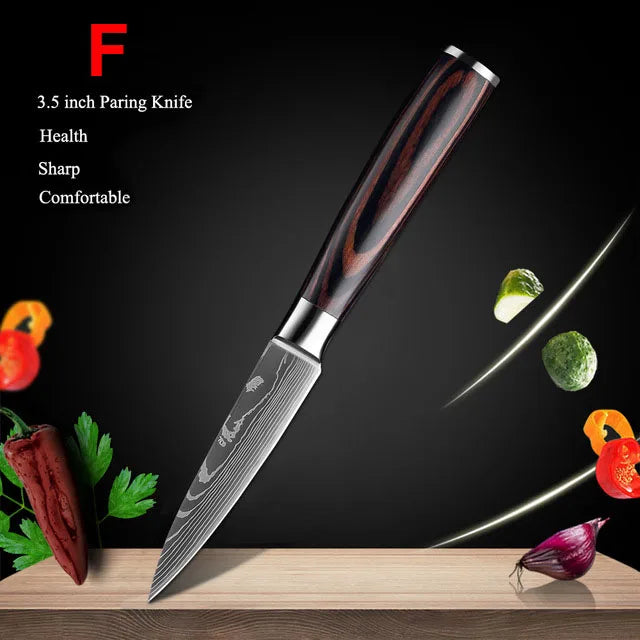 1-10Pcs Chef Knife For kitchen Set Japanese Sharp Cleaver Slicing Utility Knife Cooking Tools
