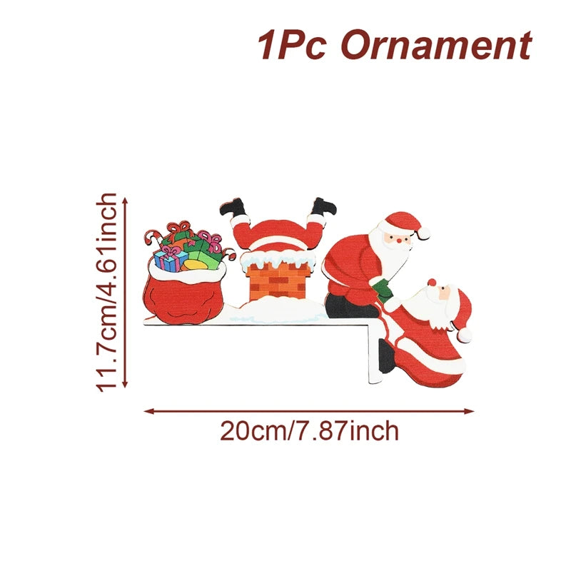 Christmas Wooden Ornament Christmas Party Decoration 2025 Xmas Santa Claus Snowman Pendants Navidad Natal New Year Gift 2026