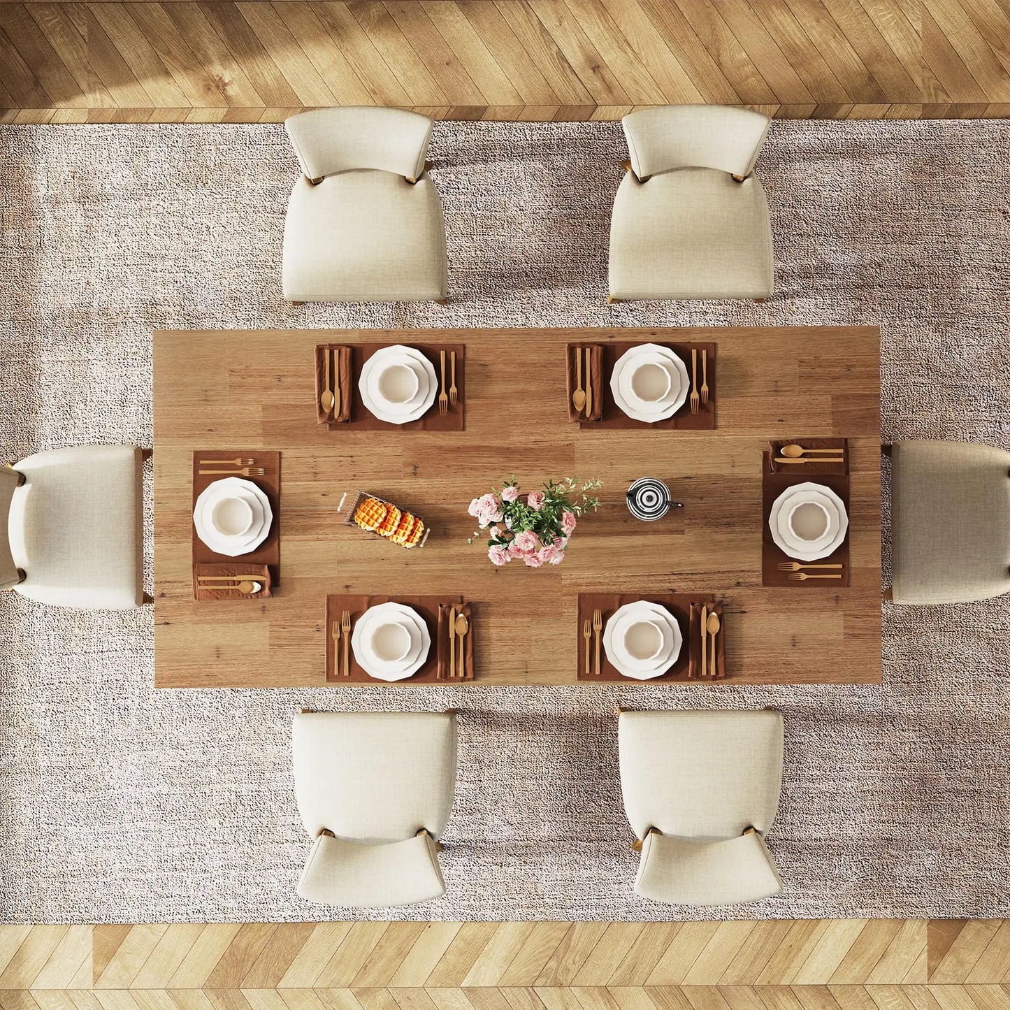 Tribesigns 63-inch Dining Table for 4-6, Farmhouse Kitchen Table with Large Tabletop, Rectangular Dinner Eating Table for Dining