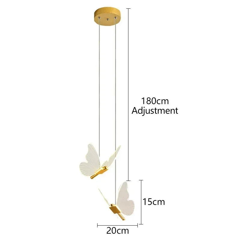 LED Modern 3-Head Butterfly Pendant Ceiling Light, Bedhead Indoor Living Room Dining Room Kitchen Decorative Lighting