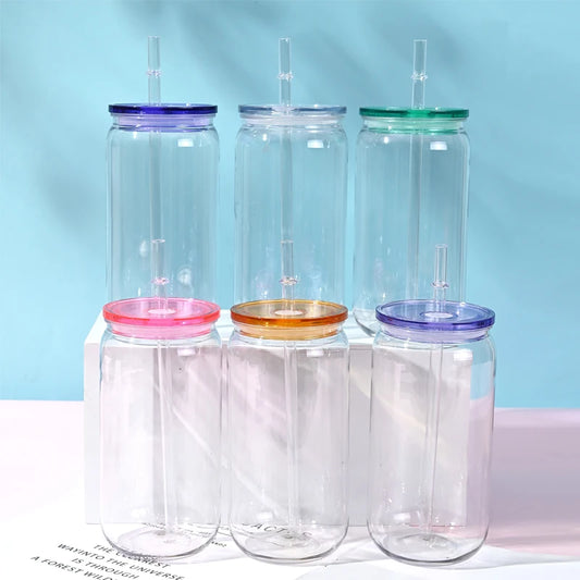 16oz Colorful Lid Transpare Plastic Cup with Lids And Straws Replacement Lids
