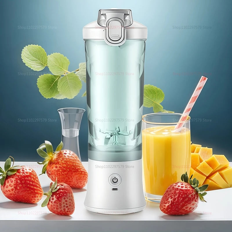 600ml Portable Electric Fruit Juicer Mixer machine USB Rechargeable Mini Fruit Juice Blender with 6 Blades Compact
