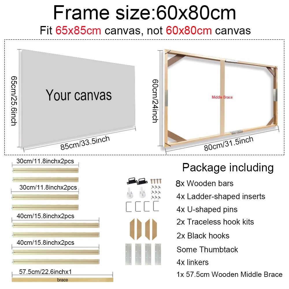 40x60 50x70 40x50cm Canvas Frame Wooden Frames Wooden Photo Oil Painting Canvas Diamond Painting Frames Canvas Wood Wall Frame
