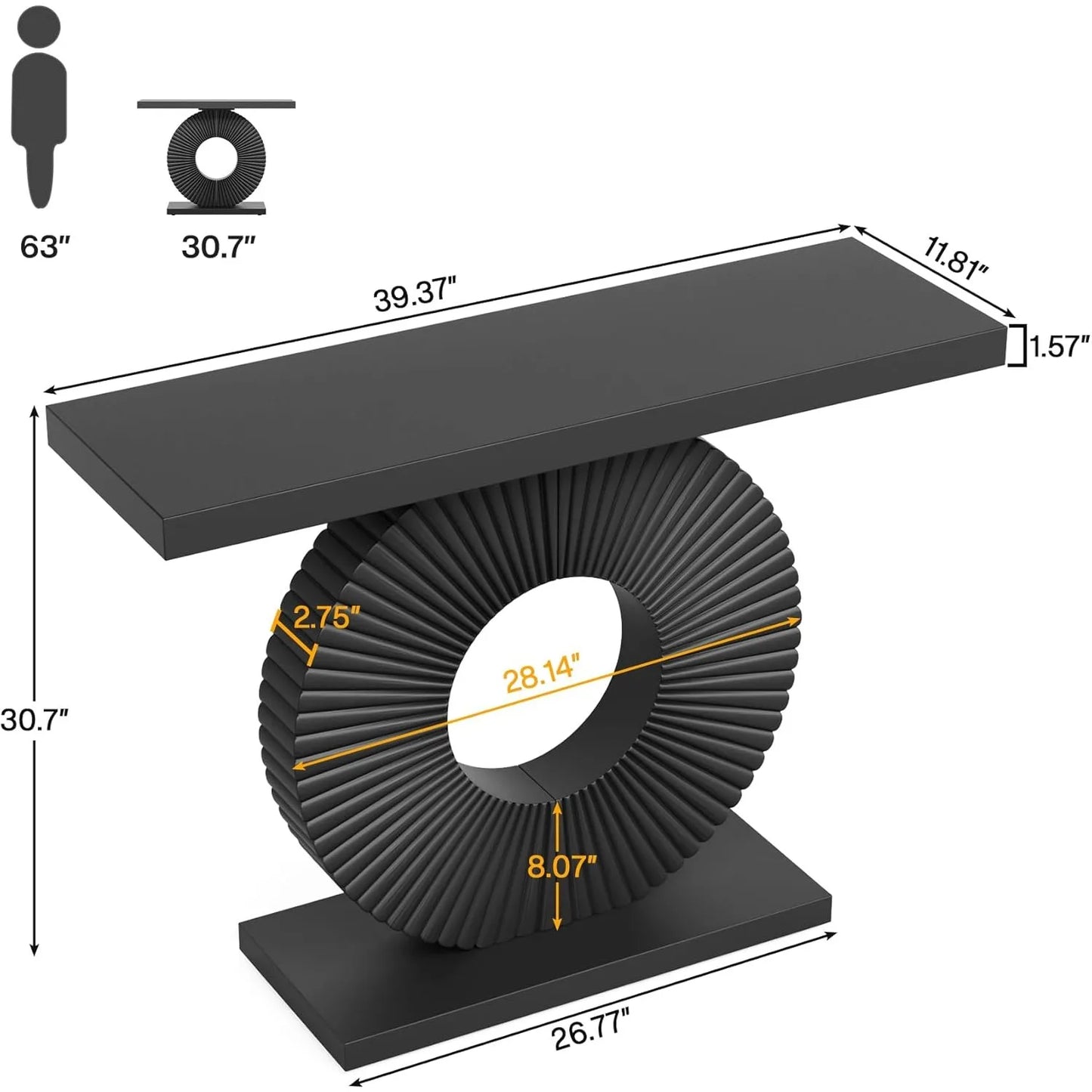 LITTLE TREE Modern Console Table with Geometric Base, 40 inch Wood Entryway Table,Accent Table for Living Room, Entryway
