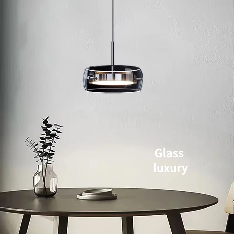 LED Modern Pendant Light, Adjustable Lighting Simple Dining Table Light, Glass Restaurant Light, Home Decoration Indoor Lighting